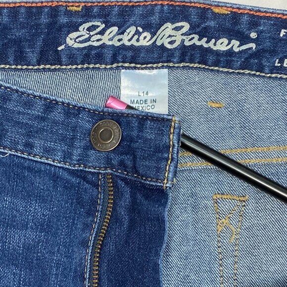Eddie Bauer Mid Rise Truly Straight Stretch Boot Cut Denim Jeans Medium Wash 14L - Picture 10 of 13
